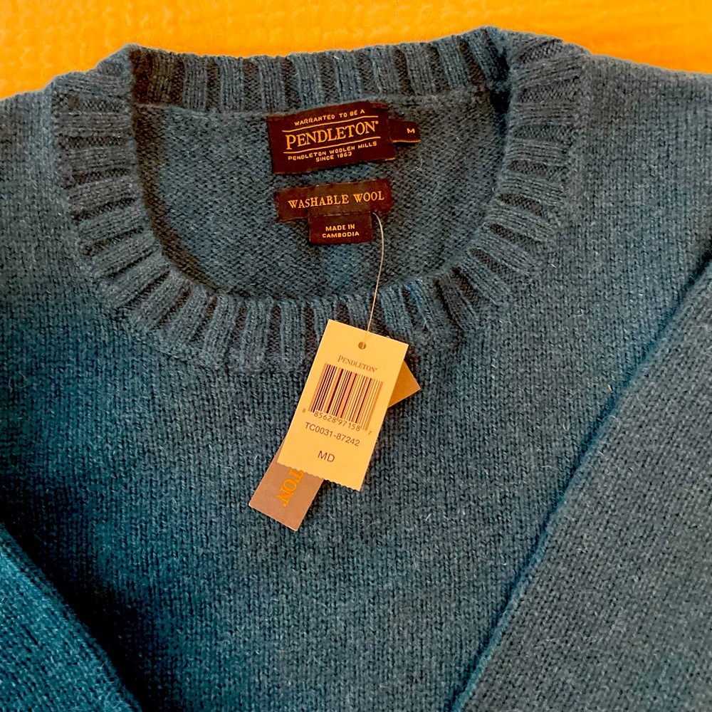 NWT Pendleton Relaxed Shetland Crew Pullover (Blue Steel) - Women's Medium